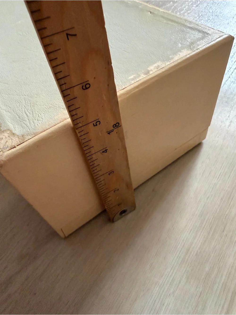 Vintage Mid Century Jewelry Box Faux Leather Ivory Red Lining